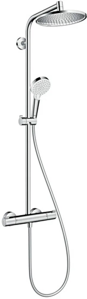 Душевая стойка Hansgrohe Crometta S 240 1jet Showerpipe 27267000 с тропическим душем со смесителем латунная без излива хром с лейкой