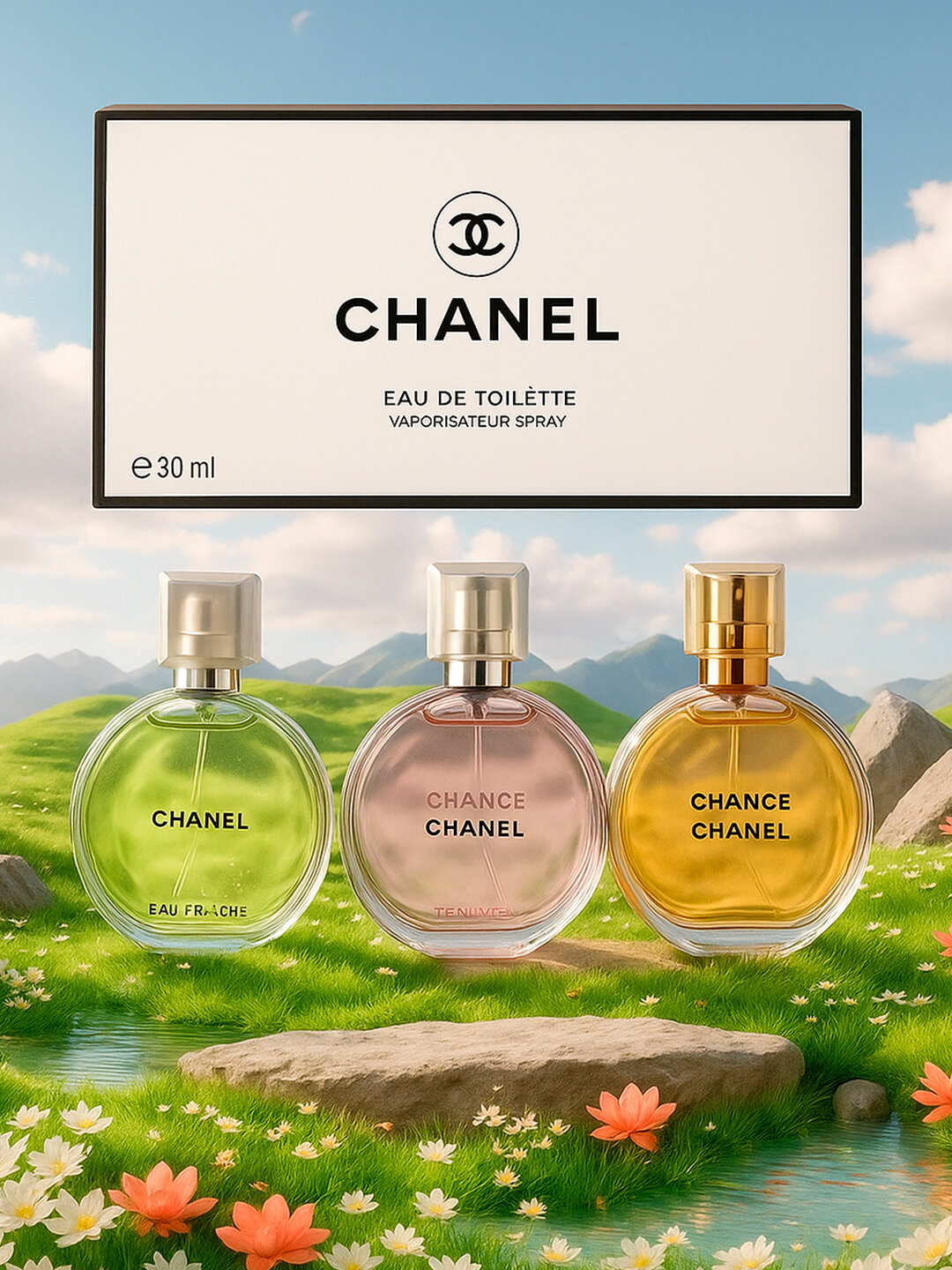 Парфюмерная вода Chanel Chance, для женщин, подарочный набор, 3х30 мл