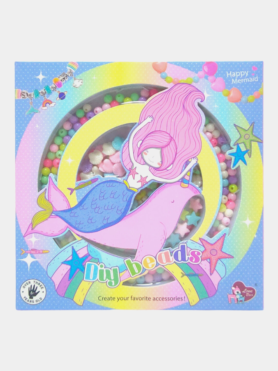 Набор для создания украшений Русалка, Безопасный пластик, Развитие моторики и логики, Для детей от 3 лет Код. 12020