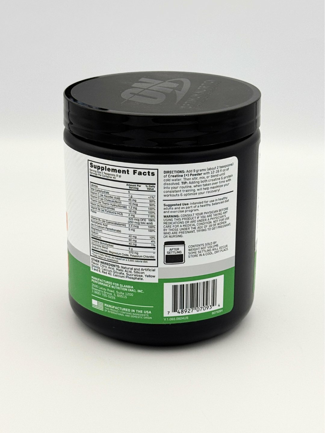 Креатин Optimum Nutrition CREATINE + Plus, форма моногидрат, апельсин, без ГМО, 380 г — фото 1