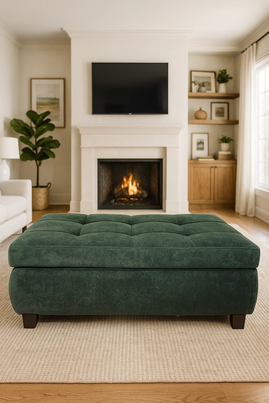 Пуф-кровать "Интерьерная раскладушка", велюр, изумруд/ноги венге, 104x80x42 см