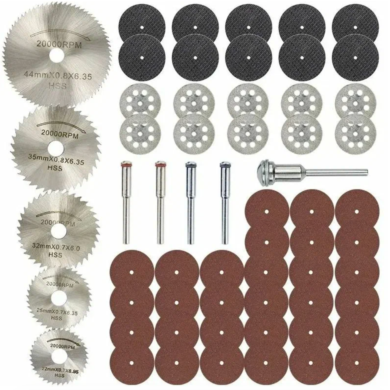Набор отрезных дисков для гравера /для шуруповерта 61шт. Роторный отрезной набор инструментов по металлу дереву и камню.