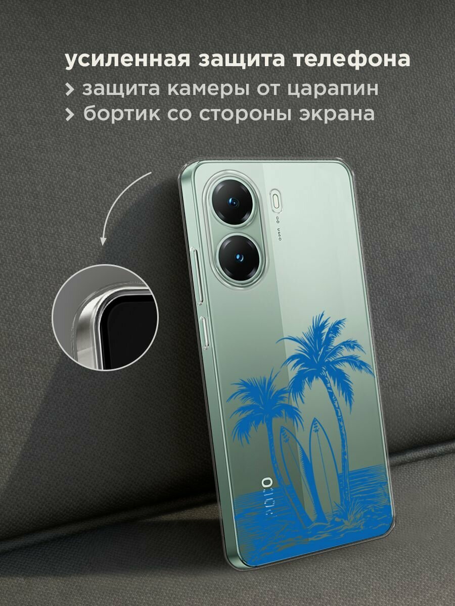 Чехол на Poco X7 Pro / Поко X7 Про с принтом "Сёрфинг на островах 1", прозрачный — фото 1