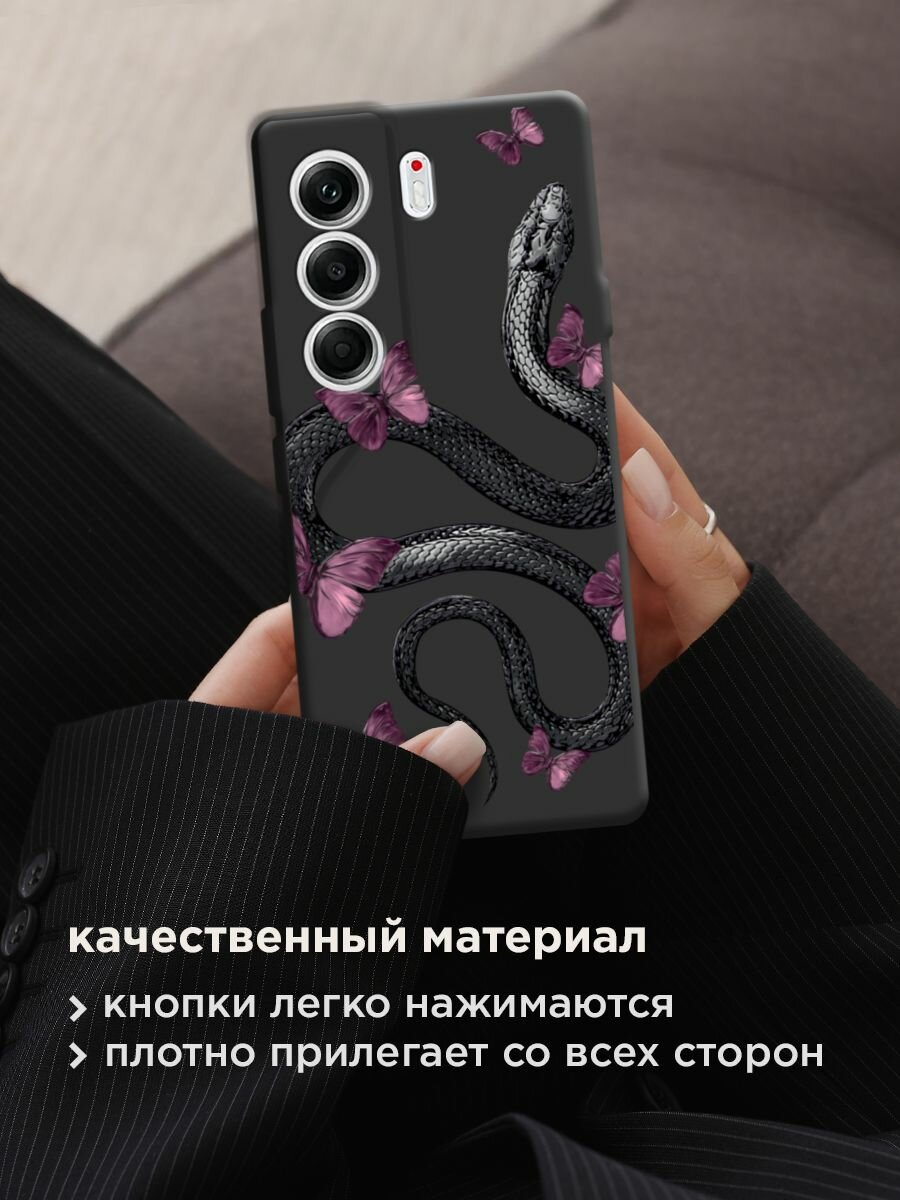 Чехол на Tecno Camon 40 Pro 4G / Текно Камон 40 Про с принтом "Snake and butterflies 2" — фото 1