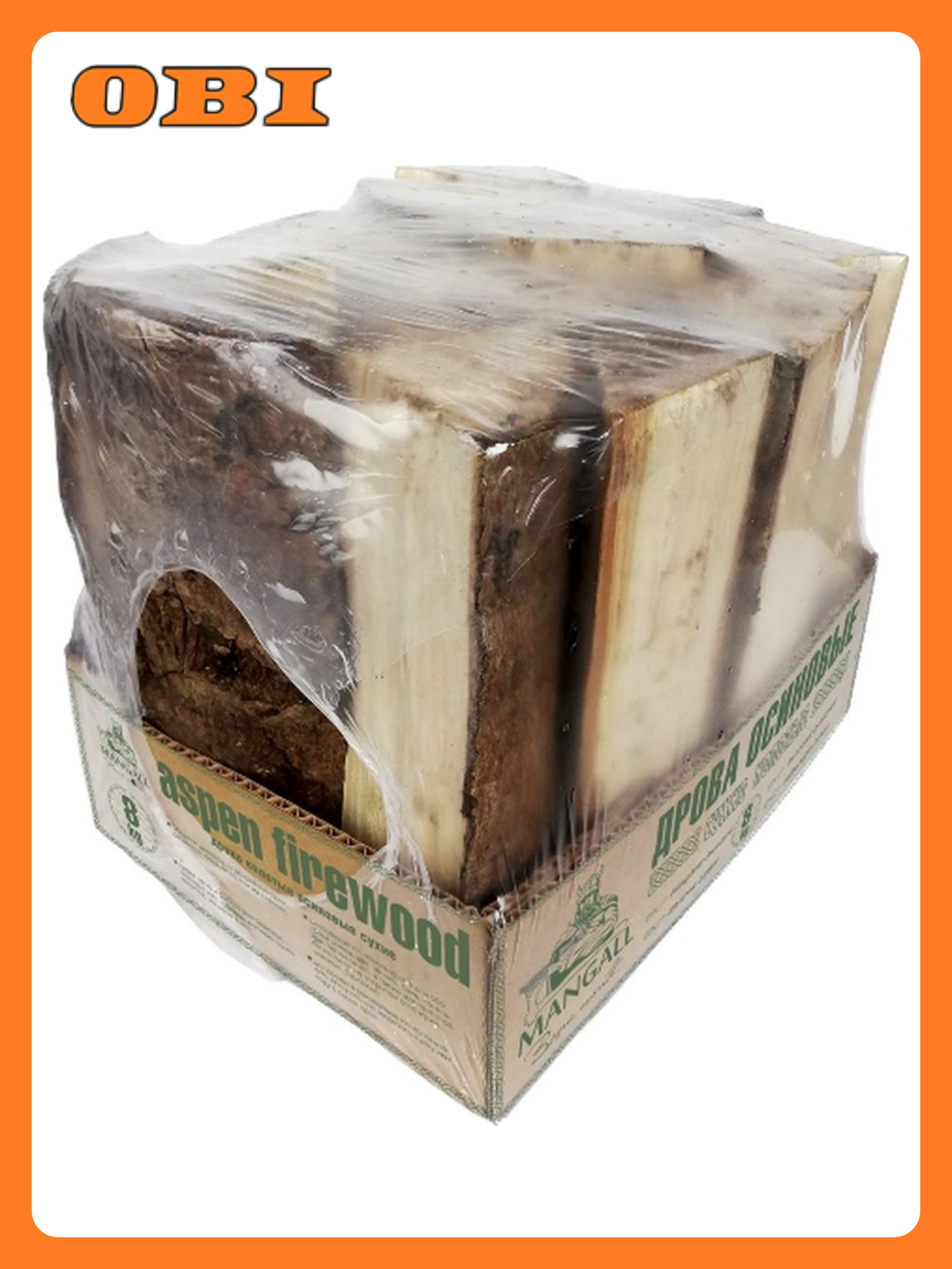 Дрова Mangall осиновые колотые камерной сушки для камина печи гриля шашлыка 8кг