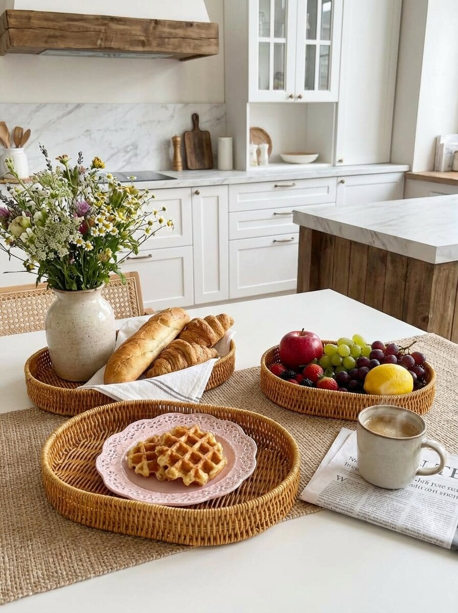 Набор подносов LEE HOUSE, искусственный ротанг, овальный, 3шт — фото 1