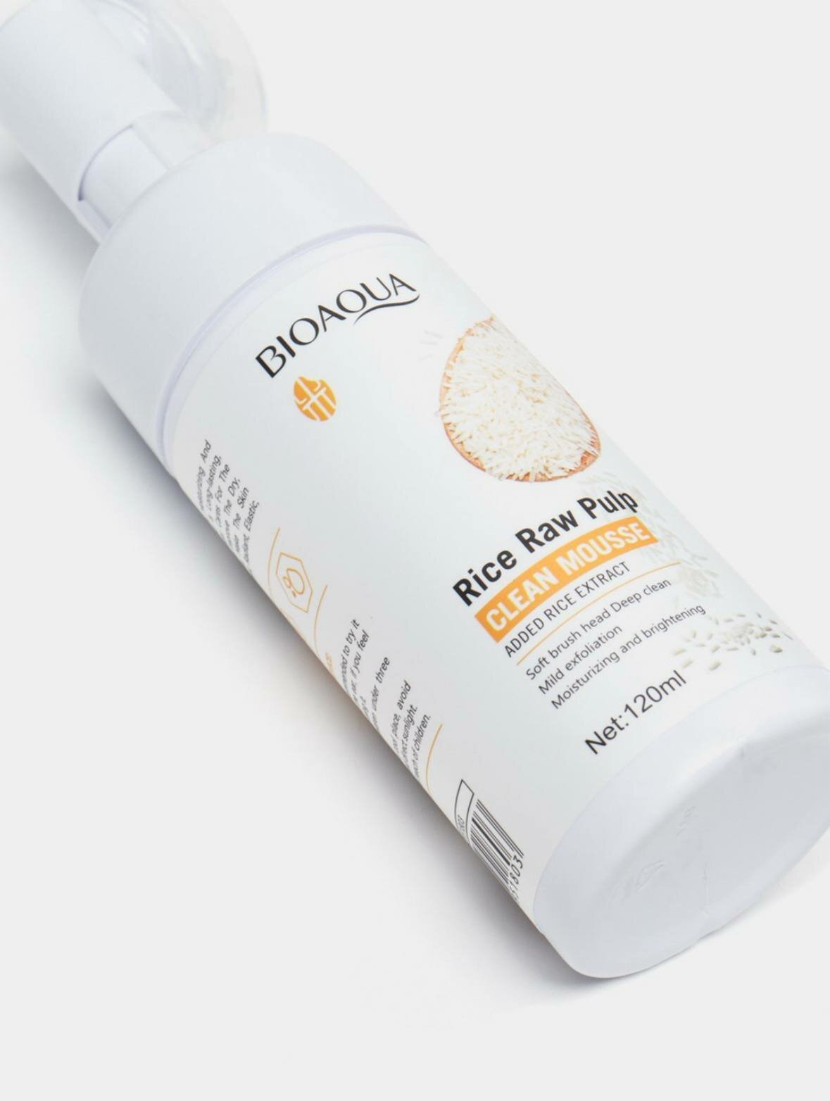 Мусс-пена для умывания лица с экстрактом риса, против акне, с щеточкой, 120 мл — фото 1