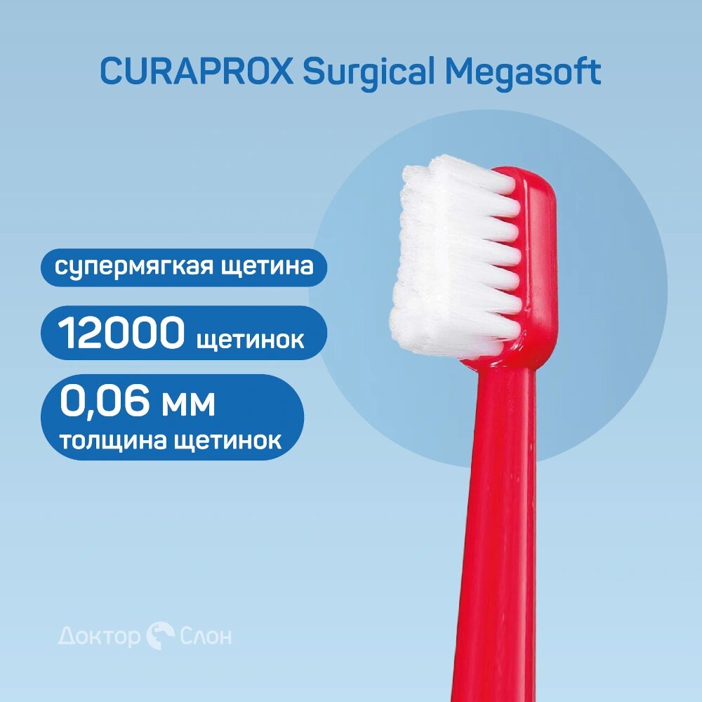 Зубная щетка CURAPROX Surgical Megasoft, ультра-мягкая, для безболезненной гигиены полости рта — фото 1