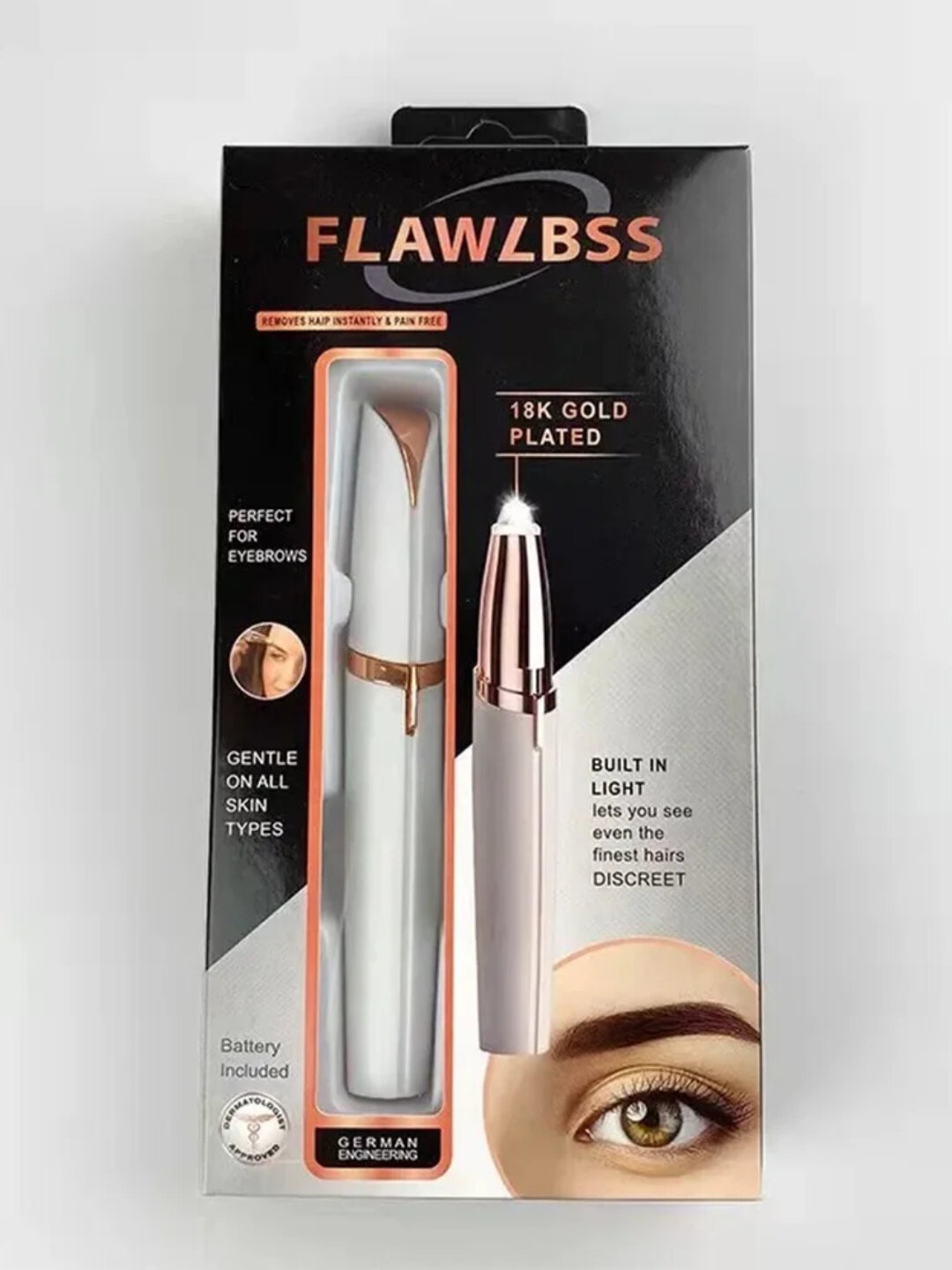 Эпилятор для бровей, для мгновенного и безболезненного удаления волос на лице, с подсветкой