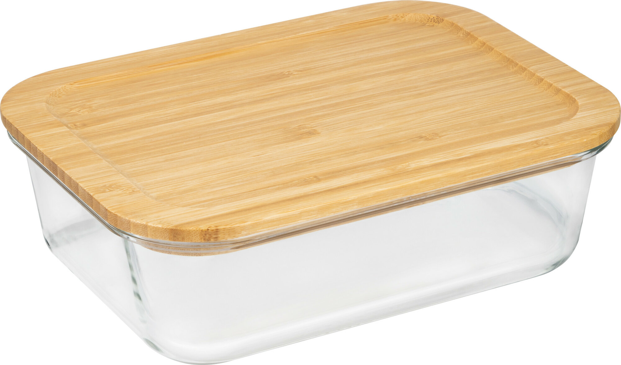 Контейнер для продуктов LEONORD "Bambu", 1.5 л, 22.3х16.7х7.2 см, прямоугольный, стекло/бамбук