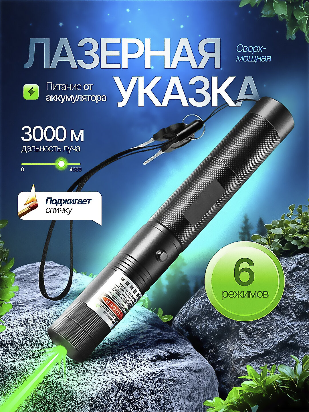 Мощная лазерная указка для презентации и для мероприятий, ультразеленный, Laser 303