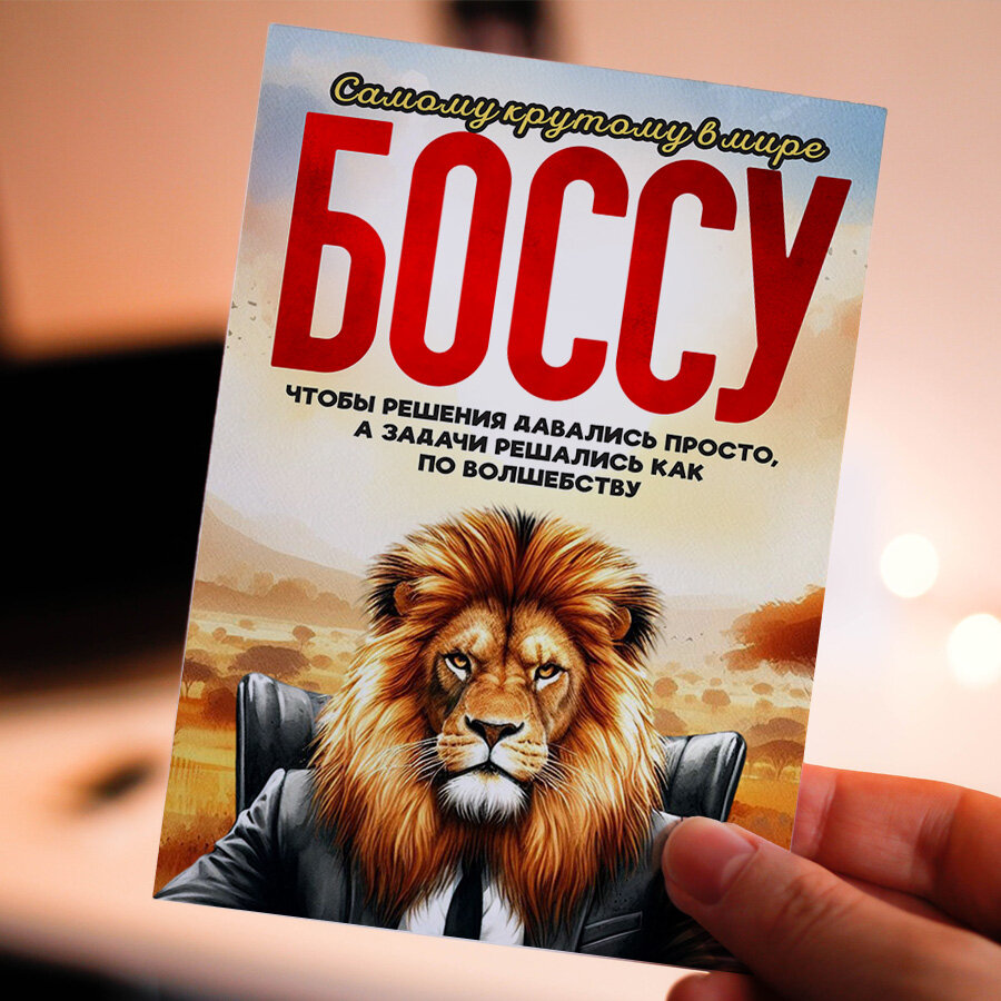 Открытка для Начальника. Красивые яркие принты, формат А5, поздравления для лучшего Босса