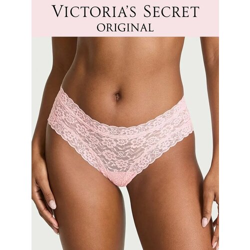 фото Трусы victoria's secret lace cheeky panty, размер m, светло-розовый
