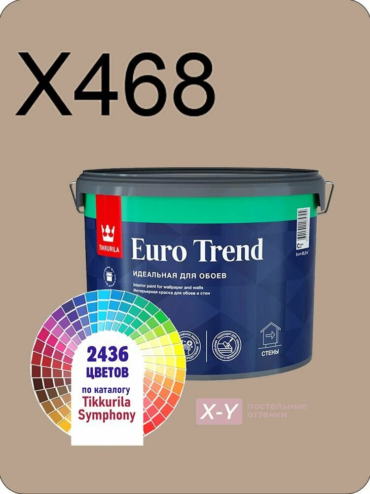 Краска для обоев Tikkurila Euro Trend 9л. пастельные оттенки X468