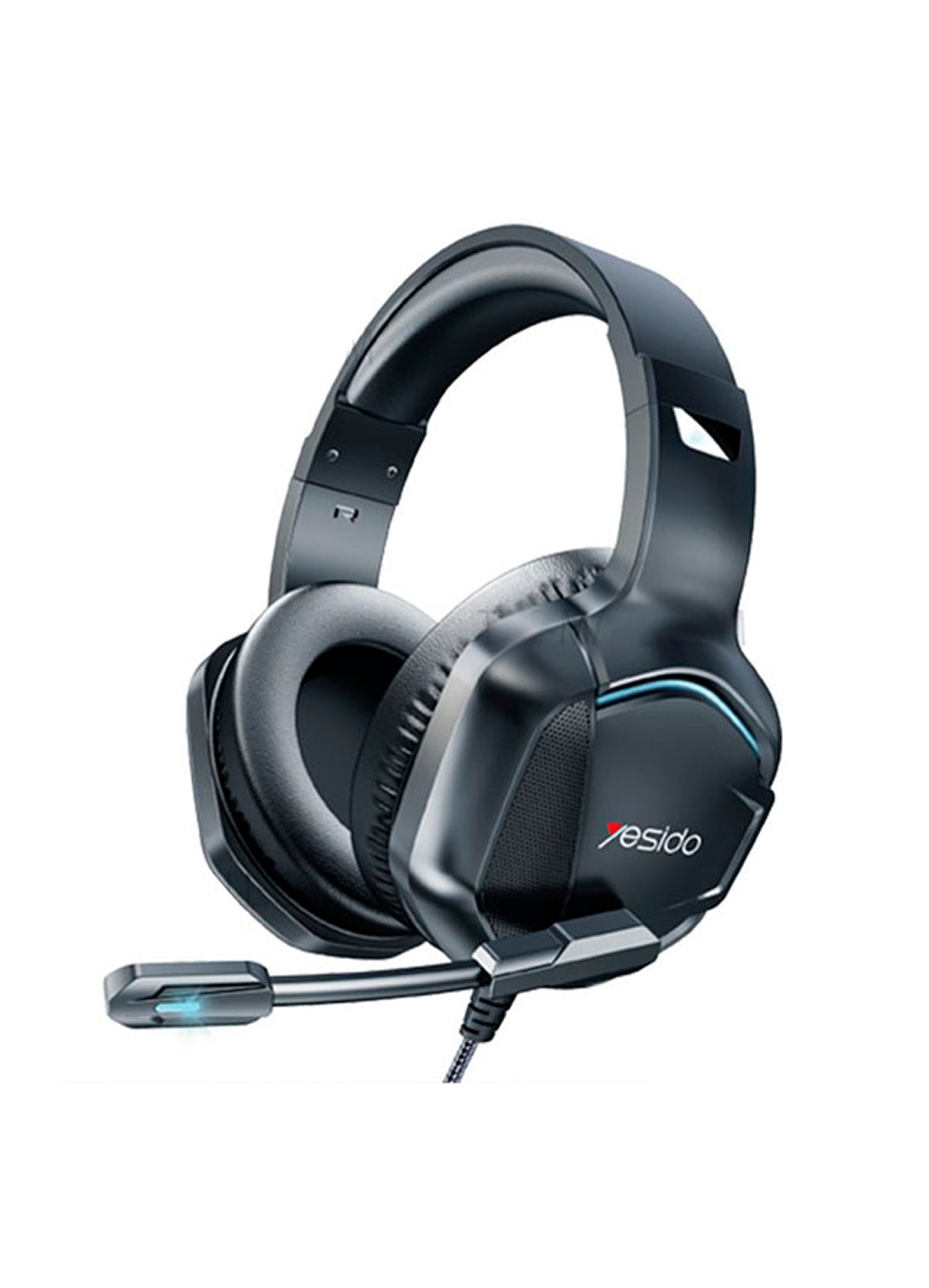 Игровые накладные наушники с микрофоном Yesido EK01 Gaming Headset, HD Mic, RGB Cool Lights, Кабель 2,2 метра, Черный