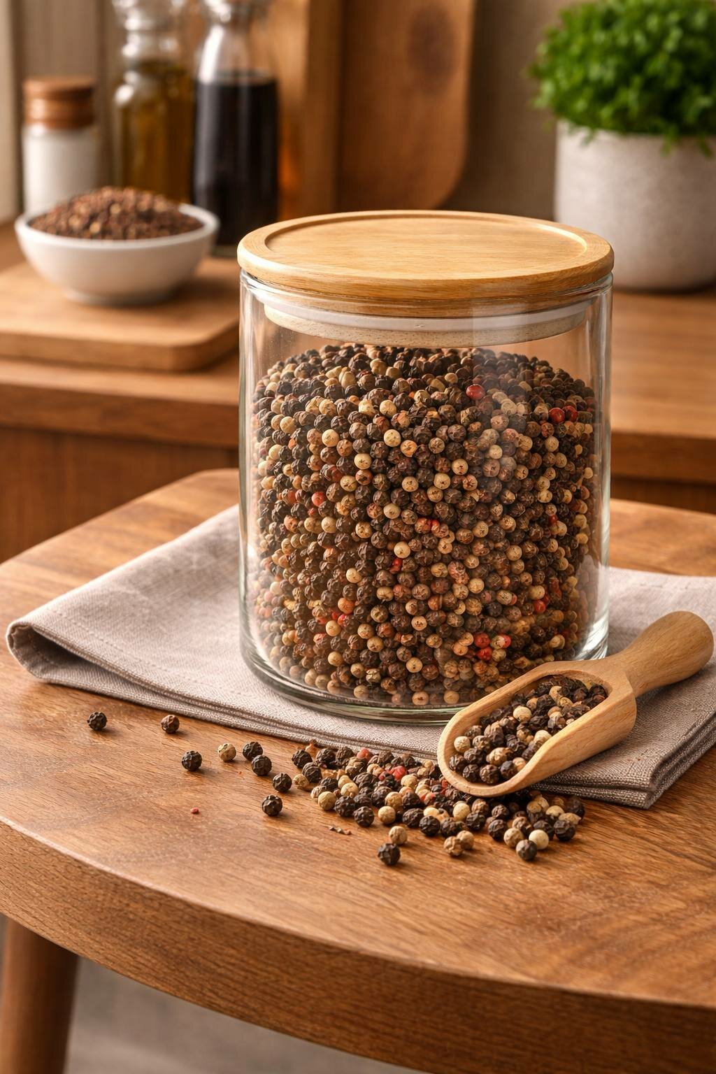 Стеклянная банка с бамбуковой крышкой – 0,8 литр с герметичной крышкой