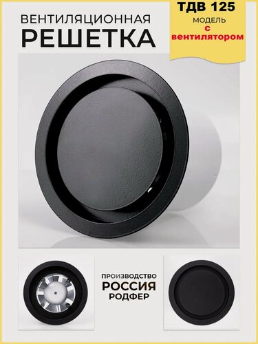 Изображение товара Решетка с вентилятором на магнитах ТДВ125 Черная