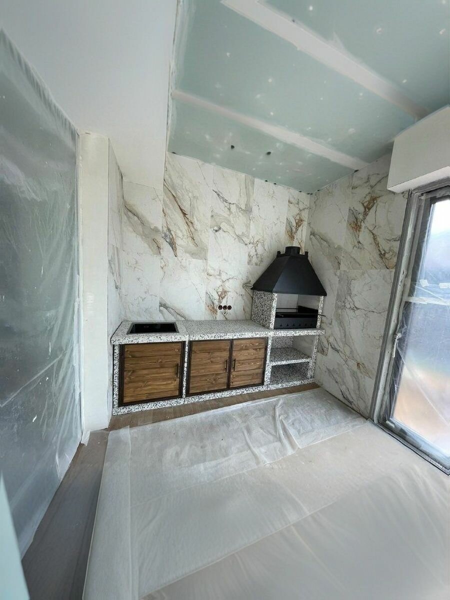 Барбекю комплекс Premium Stone, мангальная зона, модульный мангал