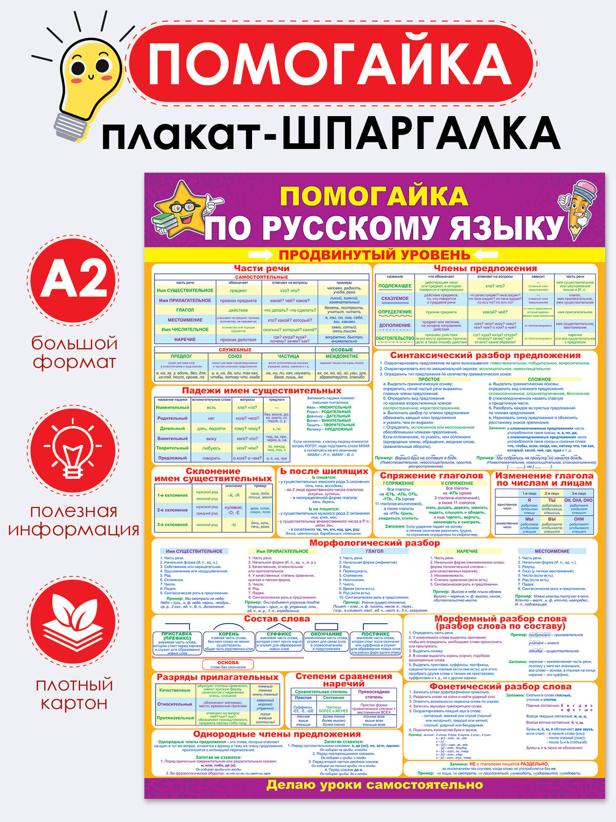 Обучающий плакат "Помогайка" по русскому языку, продвинутый уровень