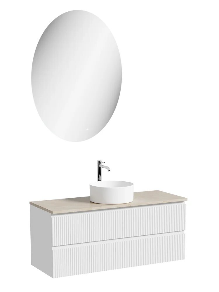 Мебель для ванной комнаты Sancos Сноб Р (Snob R) 120 белая (bianco), со столешницей TT120A2X, раковина CN6032