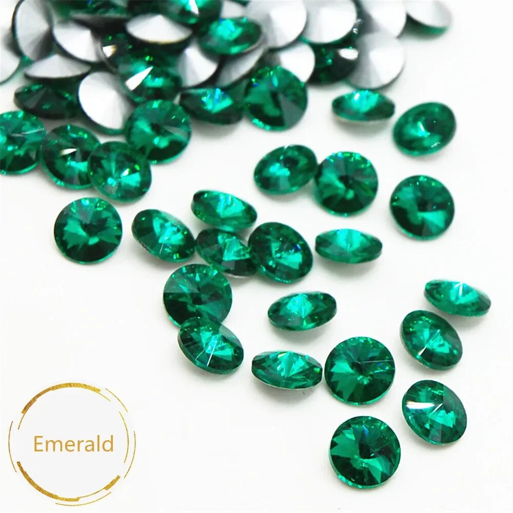 Стразы Hisenlee, стекло, круглые, 6-18 мм Зеленый, 6mm 50pcs, Emerald