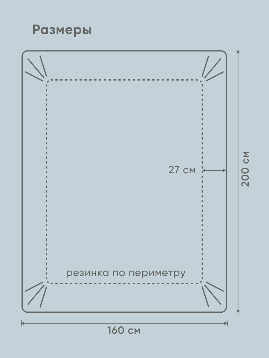 Простыня на резинке Askona (Аскона) Natural Balance Туманно-голубой 160x200x27 — фото 1