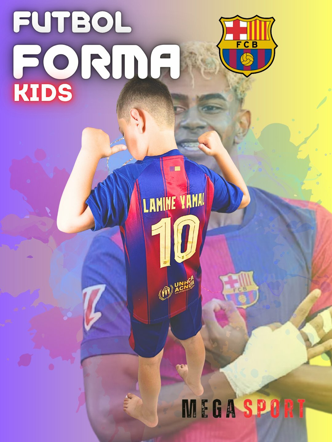 Детская футбольная форма «Барселоны» Ламин Ямал номер 10, спортивная одежда — фото 1