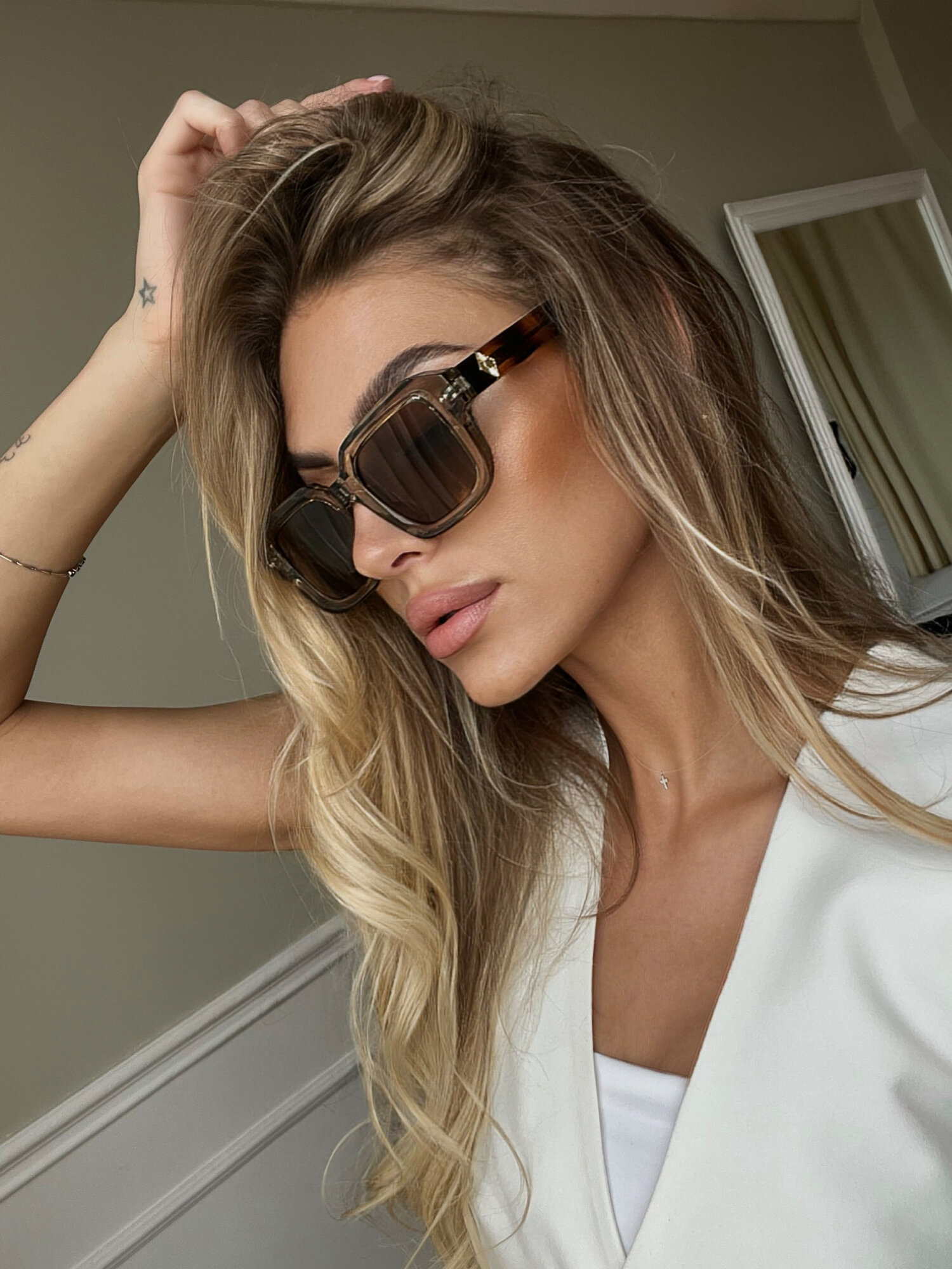 Солнцезащитные очки , коричневый, бесцветный — фото 1