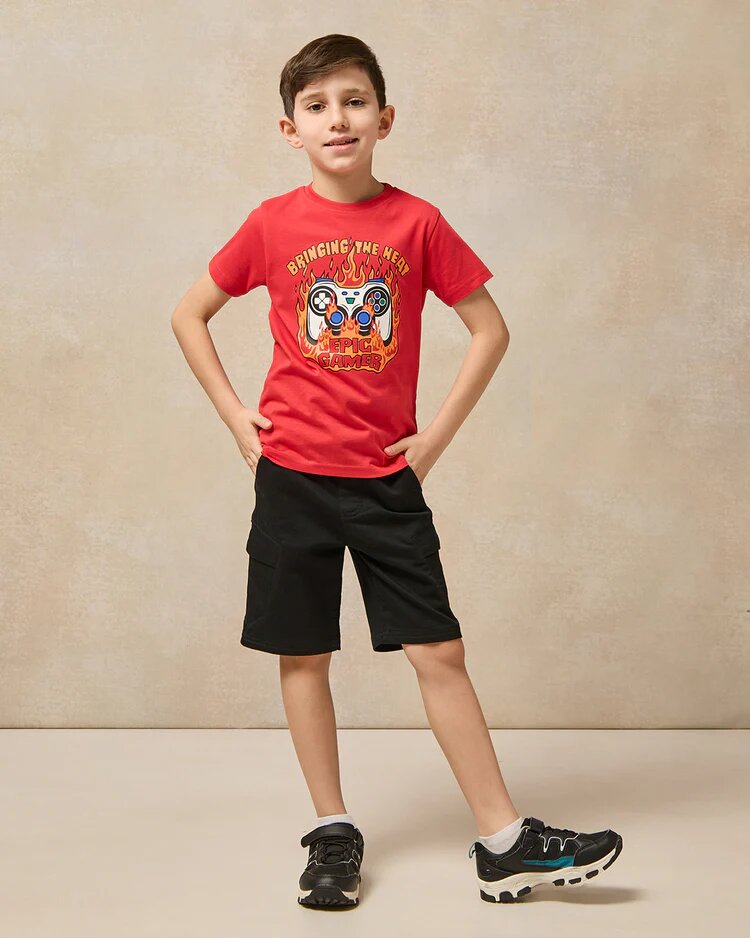Футболка REDTAG, размер 4-5 лет, красный