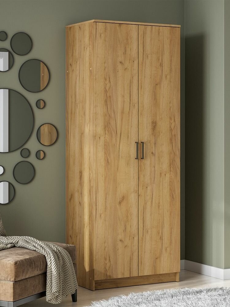 Шкаф ARNIKA распашной для одежды дуб золотой 2 двери современный стиль ЛДСП