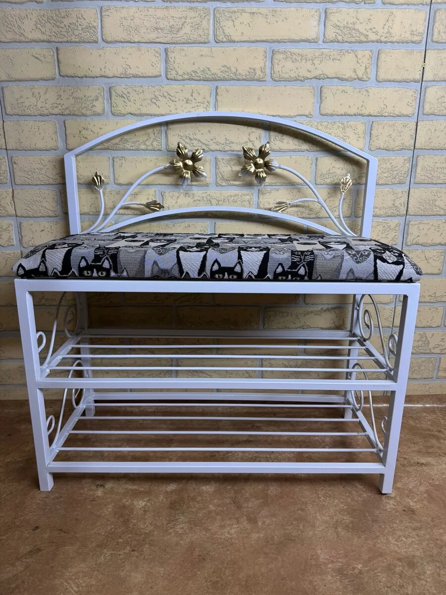 Кованая банкетка №04, Студия кованой мебели Нива, цвет серо-черный — фото 1