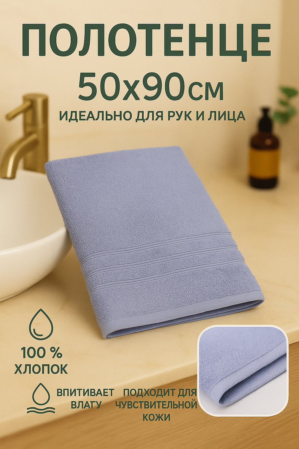 Махровое полотенце - для лица 50х90