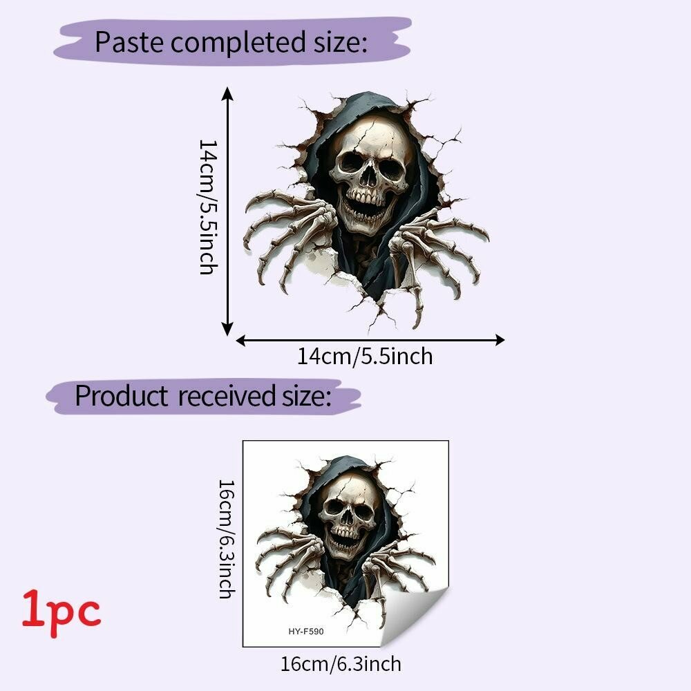 Halloween wall decor pvc sticker with horror skull design for living room and commercial spaces style 1