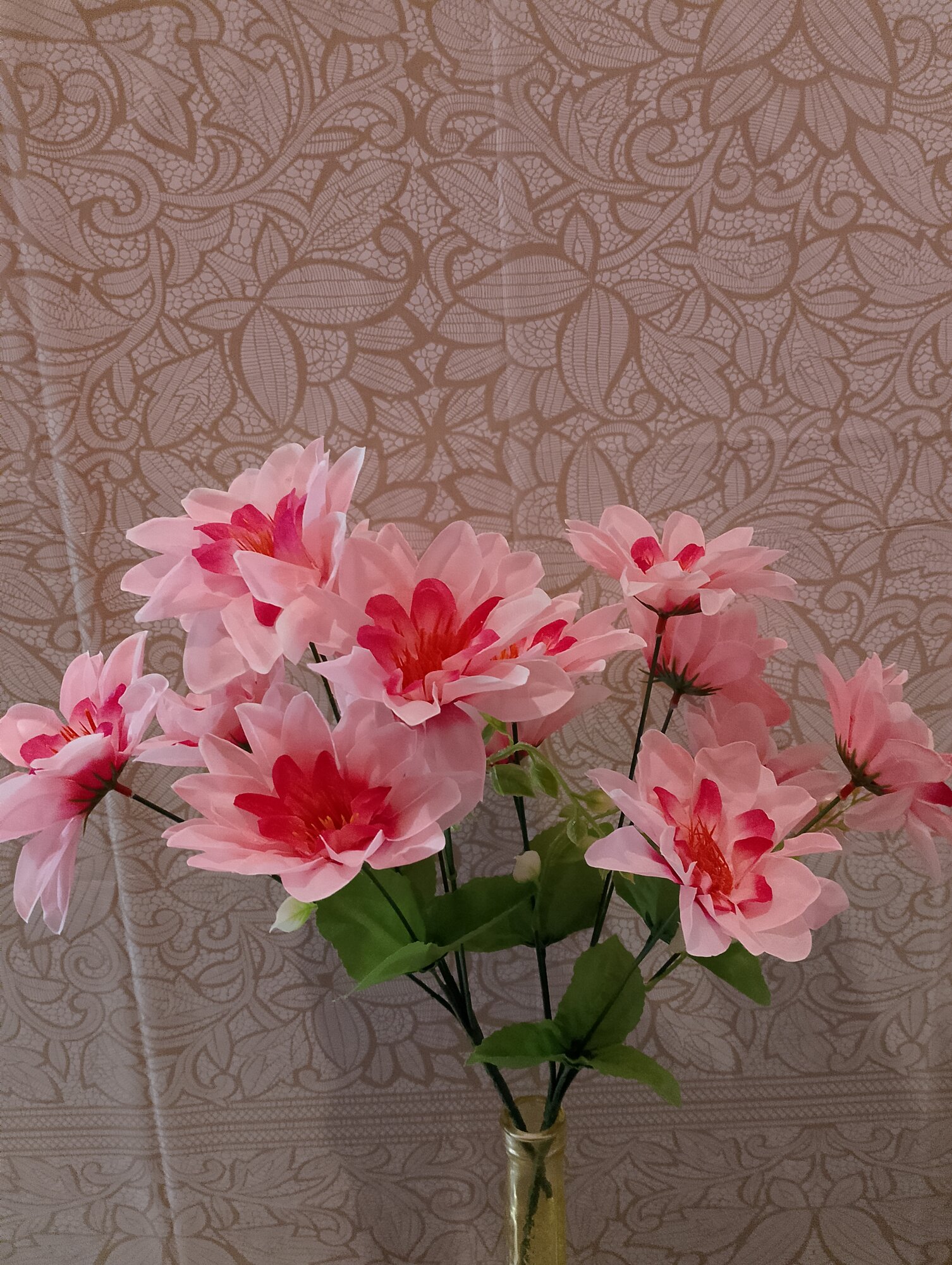 Искусственные цветы Букет георгин 37см 7 бутонов. Цена за 2 букета.