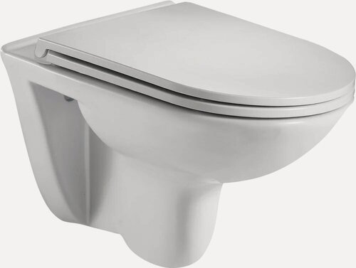 Изображение товара Унитаз подвесной Weltwasser WW SK Baarbach 004GL-WT с микролифтом, безободковый, без бачка, антивсплеск, фаянсовый, белый, овальный, сиденье для унитаза в комплекте