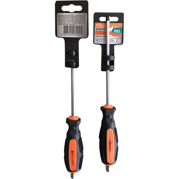Отвертка крестовая STURM 1040-15-PH1-150 Длина - 150 мм Тип шлица - PH1