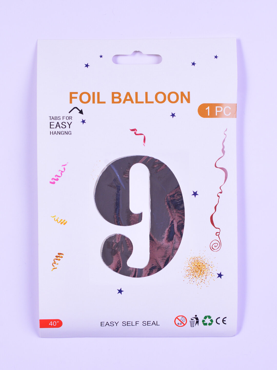 Фольгированный шар, "Цифра 9", серебристый, для праздника, без гелия — фото 1