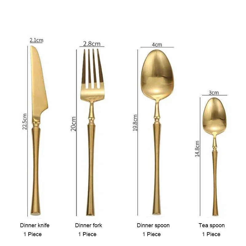 ROXY матовый набор столовых приборов из нержавеющей стали Gold 4Piece Set