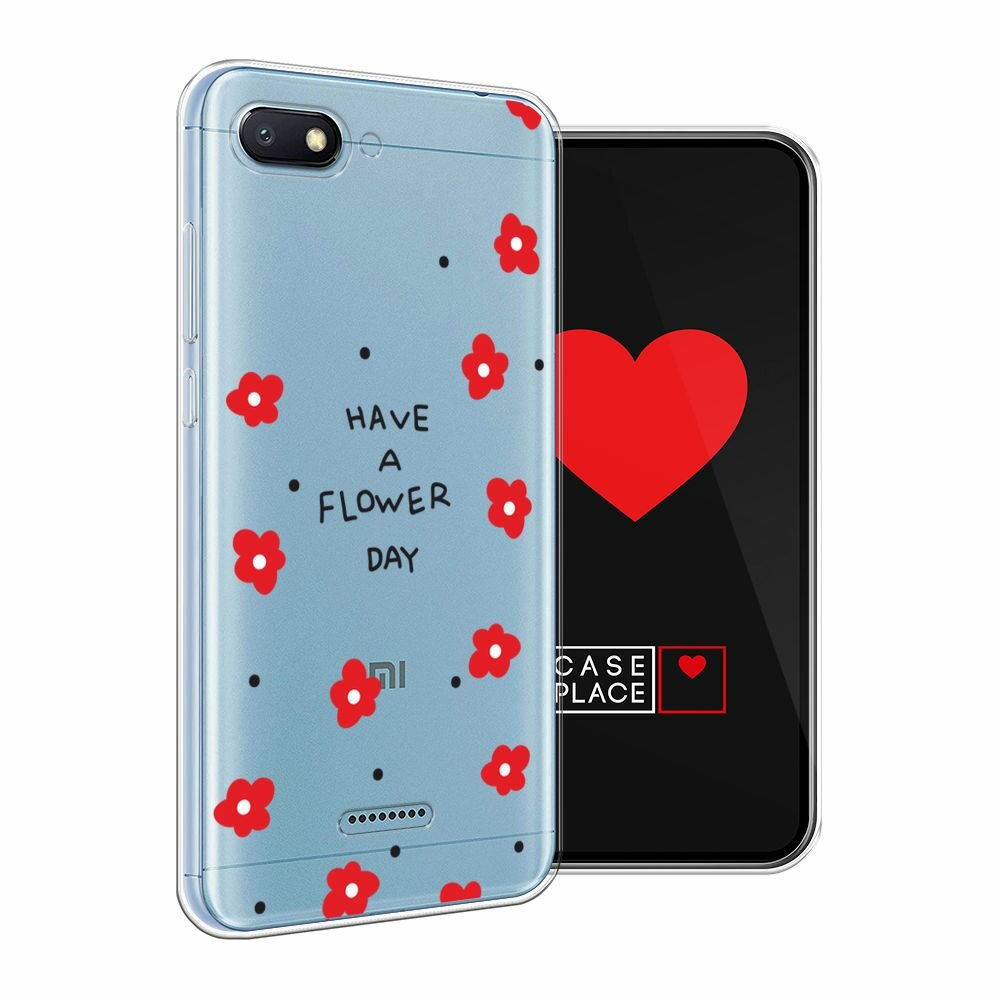Чехол на Xiaomi Redmi 6A / Сяоми Редми 6А с принтом "Have a flower day 2", прозрачный — фото 1