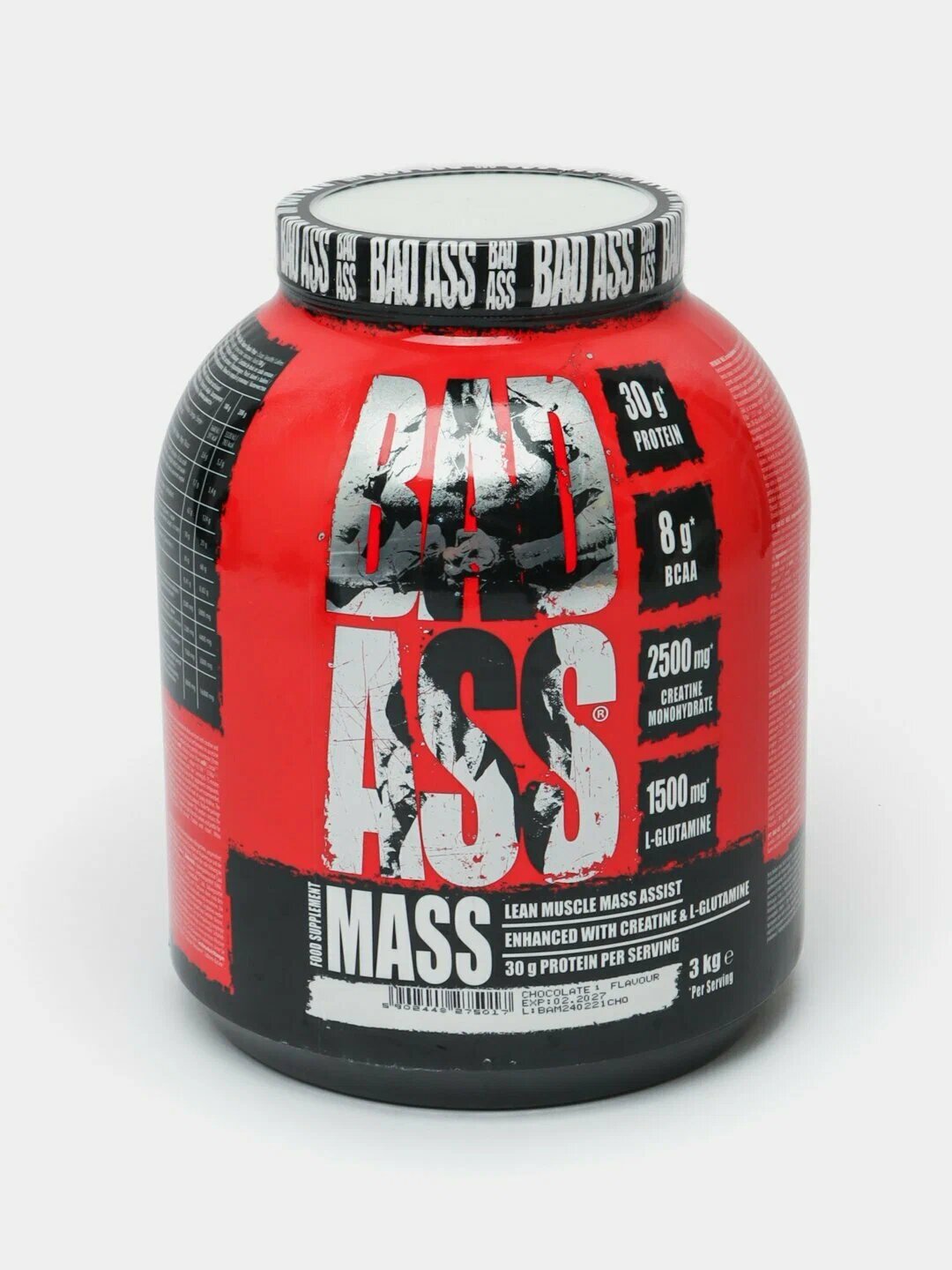 Гейнер Bad Ass Mass, для набора веса, с креатином, БЦАА и Л-глютамином