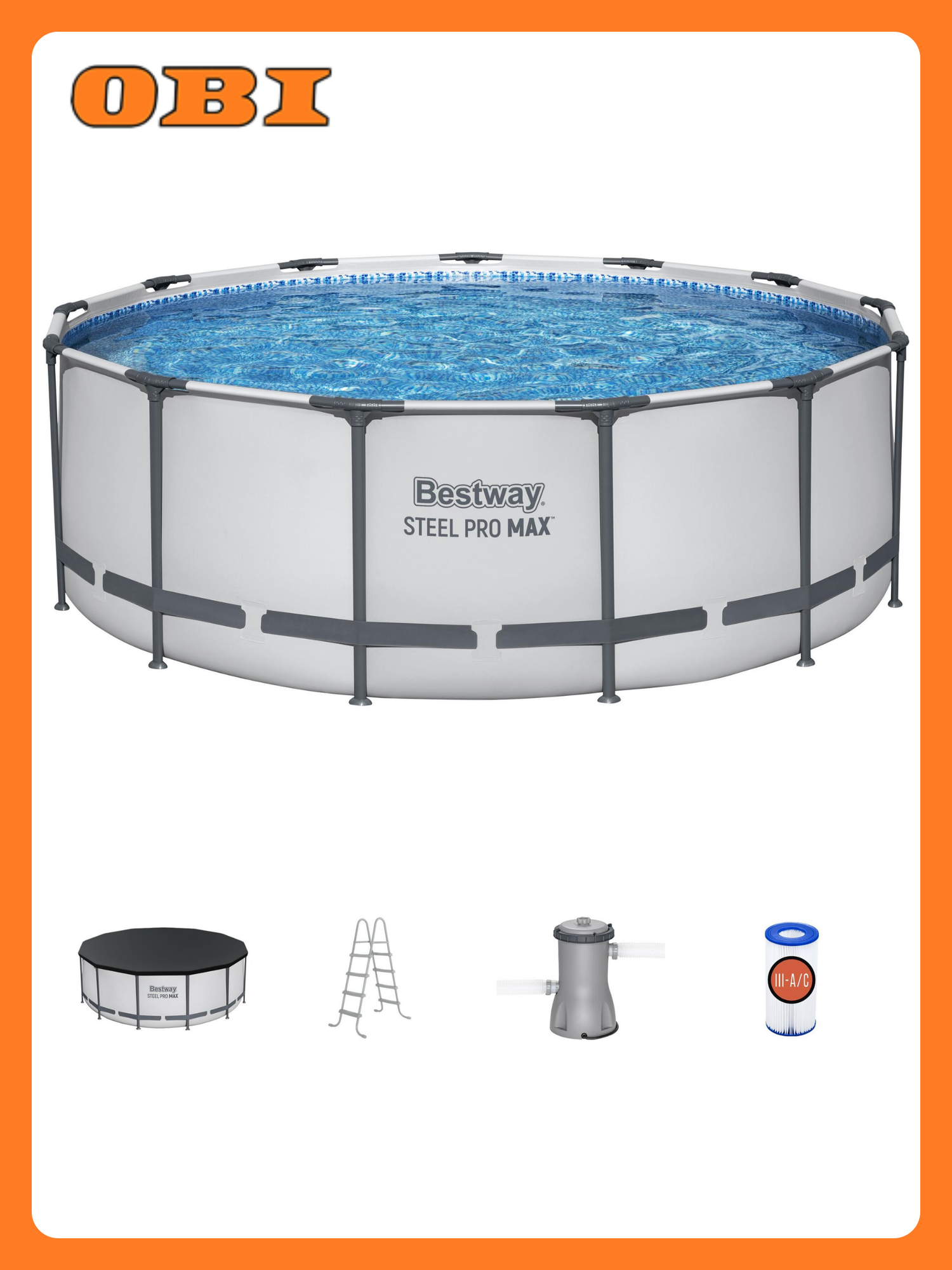 Бассейн каркасный круглый Bestway Steel Pro Max 396х396х122 см