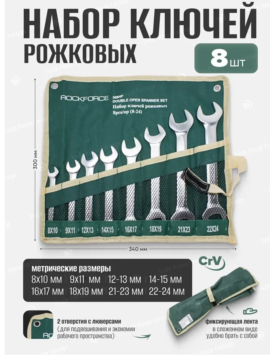 Ключи рожковые на полотне 8 предметов