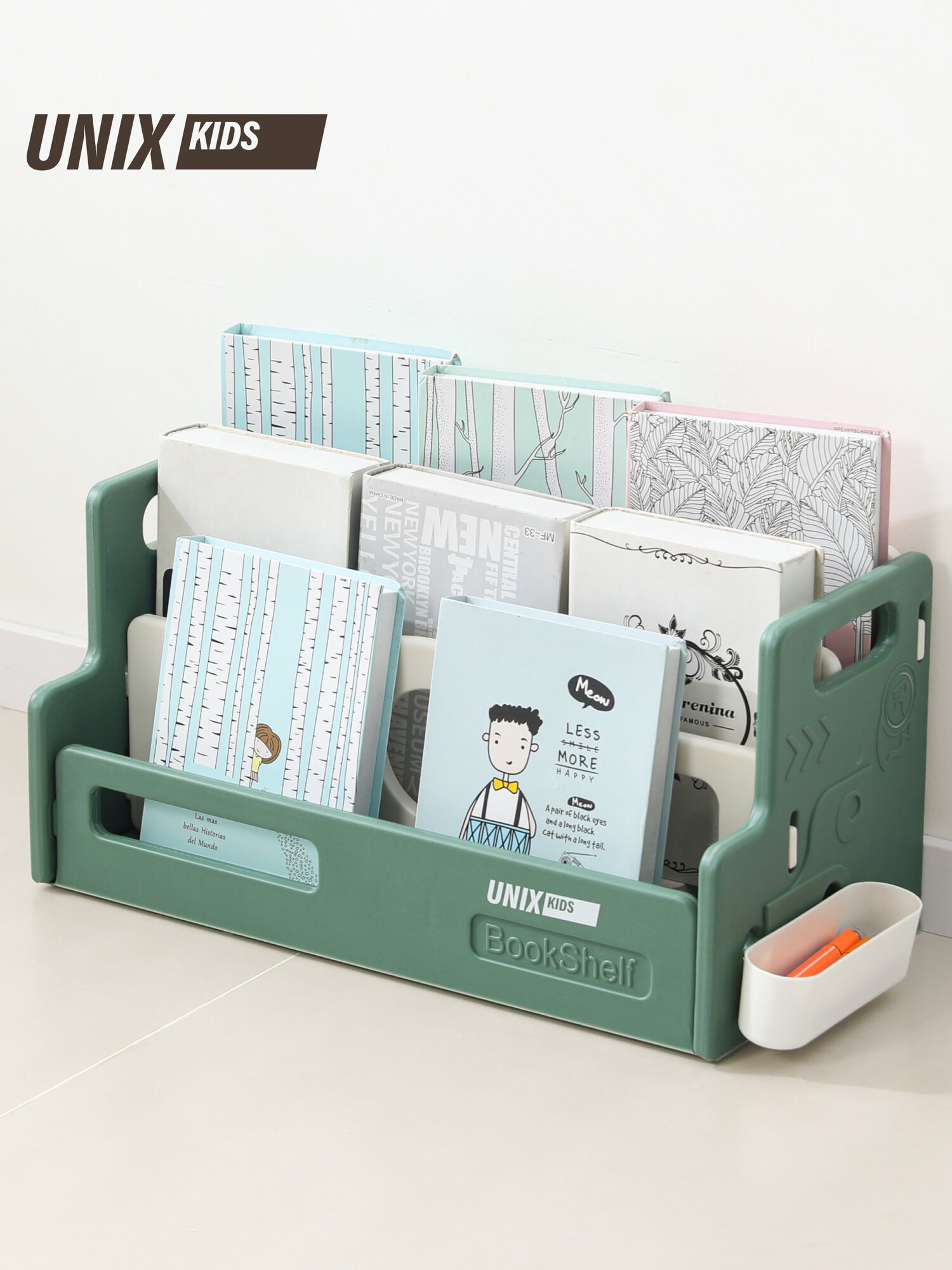 Органайзер для книг настольный Монтессори UNIX Kids 51 см для канцелярии, учебников, журналов, бумаг, пластиковый