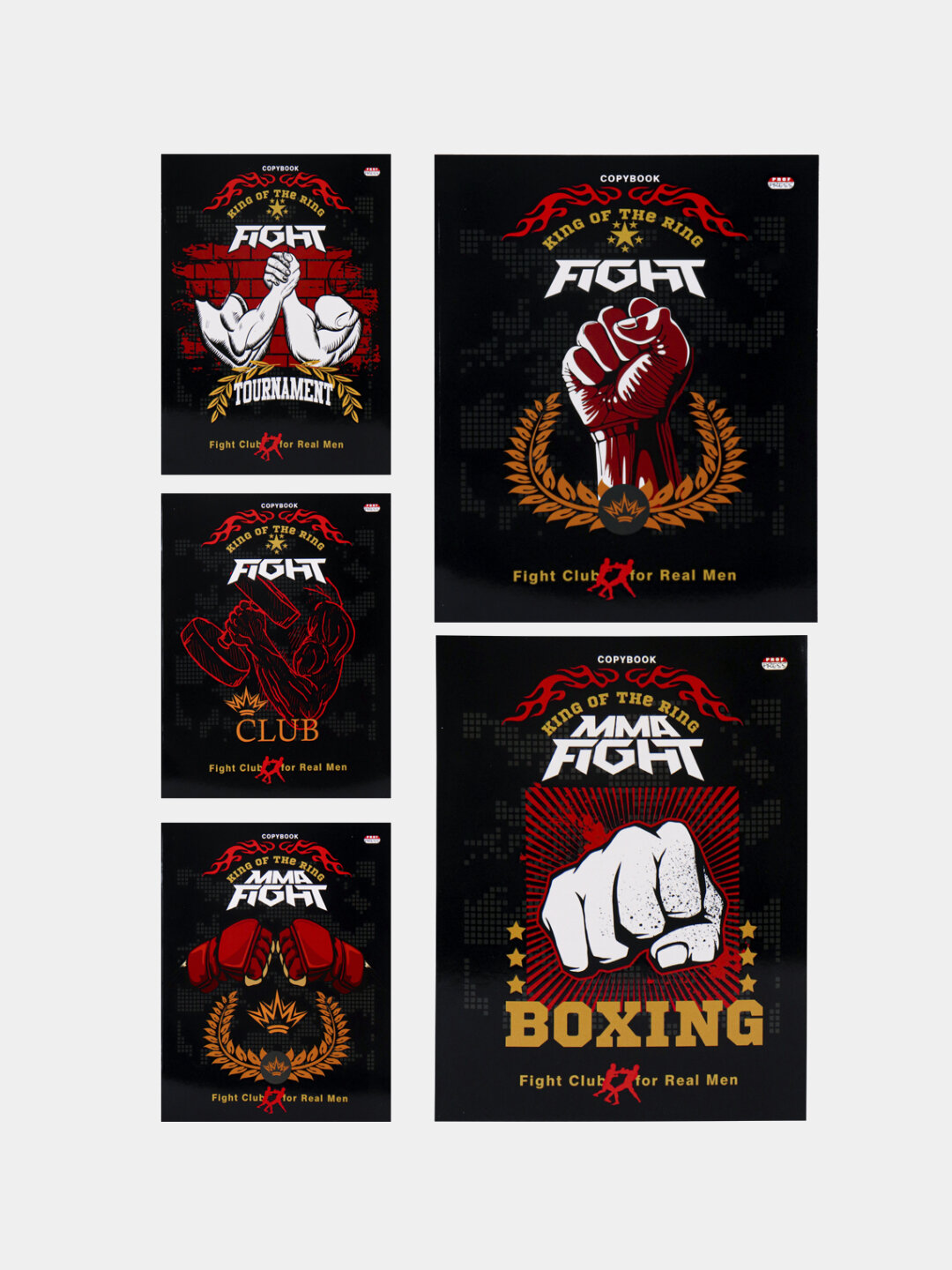 Тетради Мужской спорт, клетка, 48 листов, твин-лак, цвет мелованная обложка, 5 дизайнов в спайке, 48-1203