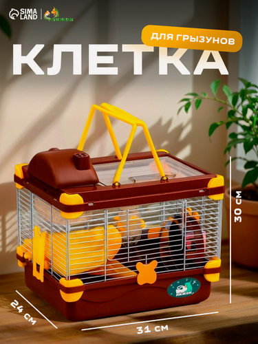 Изображение товара Клетка для грызунов "Пижон", 31 х 24 х 30 см, коричневая, металл, пластик