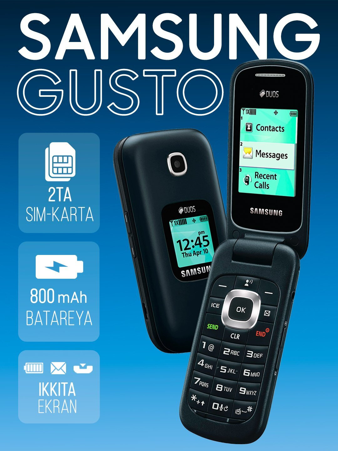 Кнопочный телефон Samsung Gusto 3, GSM Duos 2 Sim, с камерой gm-b311v