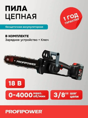 Изображение товара Цепная пила аккумуляторная ProfiPower MKDUC-18V, 1*4,0Ач, шина 12"/30см