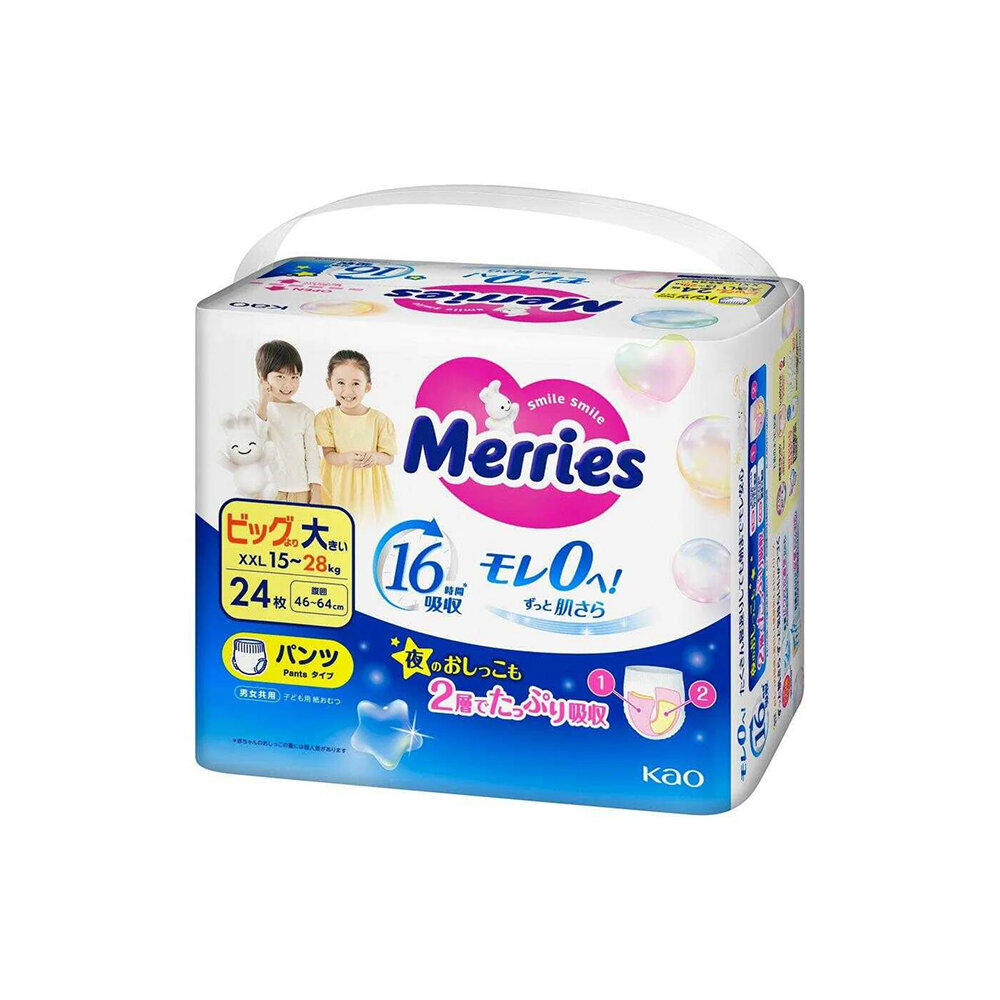 Трусики-подгузники Merries размер XXL 12-22 кг 24 шт