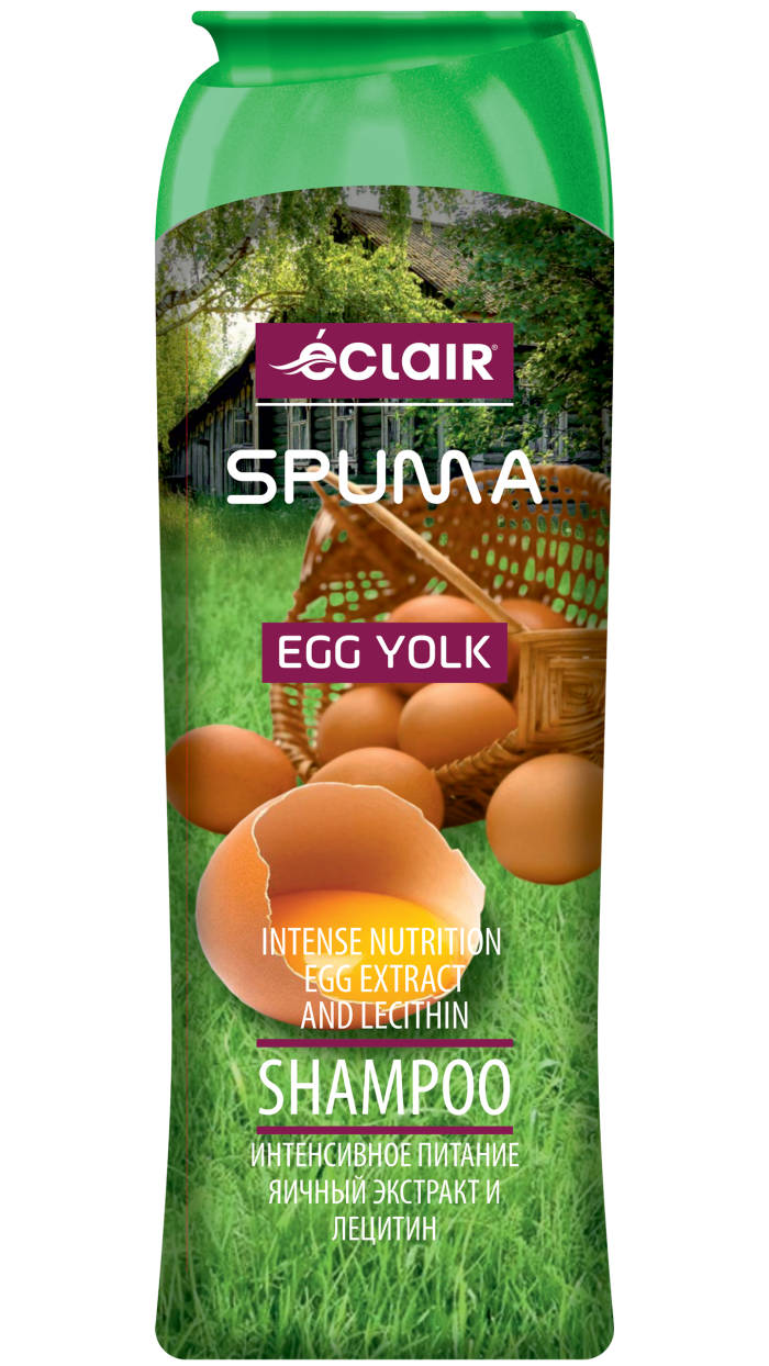 Шампунь Eclair SPUMA, с яичным желтком, для жёстких и поврежденных волос, 400мл