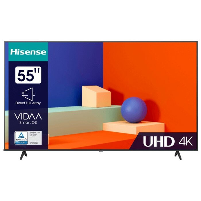 Телевизор Hisense 55A6K, 55", 3840x2160, DVB-T/T2/C/S2, HDMI 3, USB 2, Smart TV, чёрный 10119748